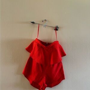 Red Ruffled Romper
